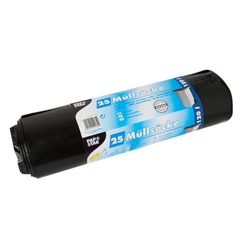 Papstar 12134 sac poubelle 120 L Noir 25 pièce(s)
