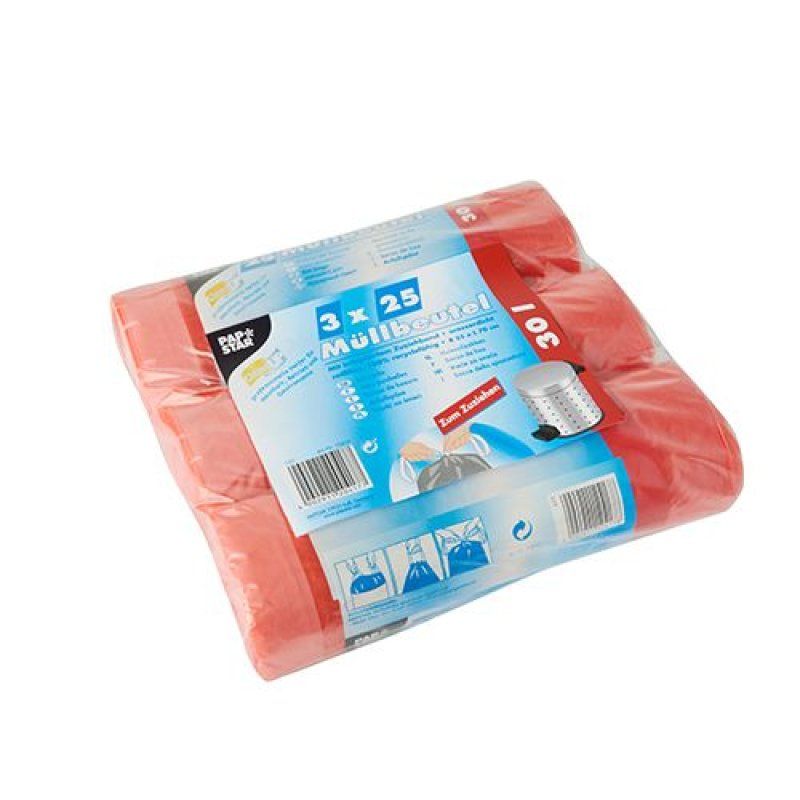 Papstar 12417 sac poubelle 30 L Rouge 75 pièce(s)
