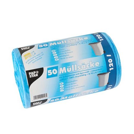 STARPAK Sac poubelle HDPE, 120 litres, bleu