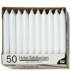 STARPAK Bougie de table, 21 mm, pack de 50 , blanc