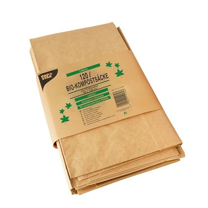 PAPSTAR Sac compostable, 120 litres, brun