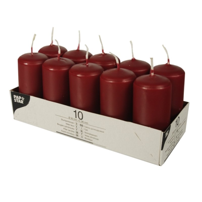 Papstar 17914 wax candle Round Bordeaux 10 pc(s)