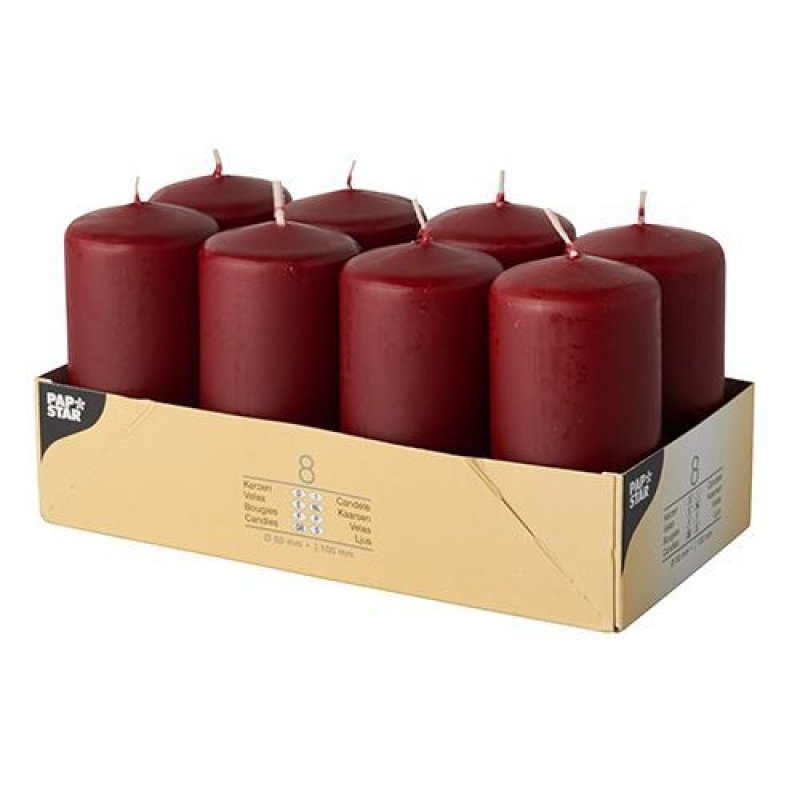 Papstar 17983 wax candle Cylinder Bordeaux 8 pc(s)