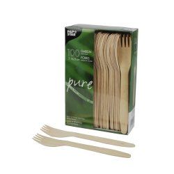 PAPSTAR Fourchette en bois "pure", longueur: 165 mm, par 100