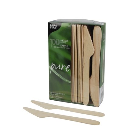 PAPSTAR Couteau en bois "pure", longueur: 165 mm