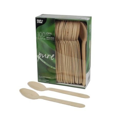 PAPSTAR Cuillère en bois "pure", longueur: 157 mm, par 100