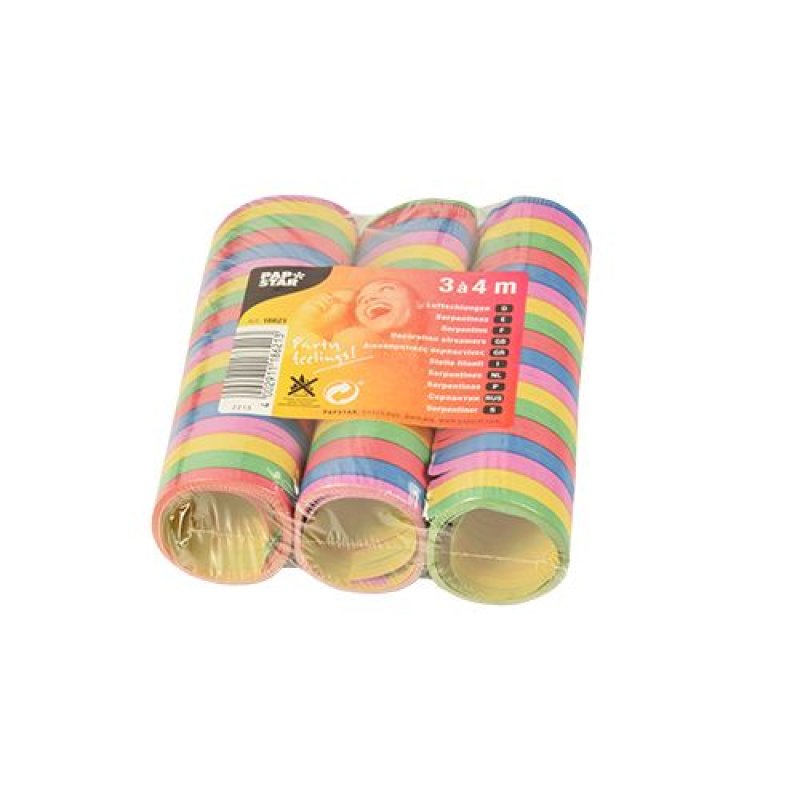 PAPSTAR Serpentins "Rayures", en papier, 5 couleurs