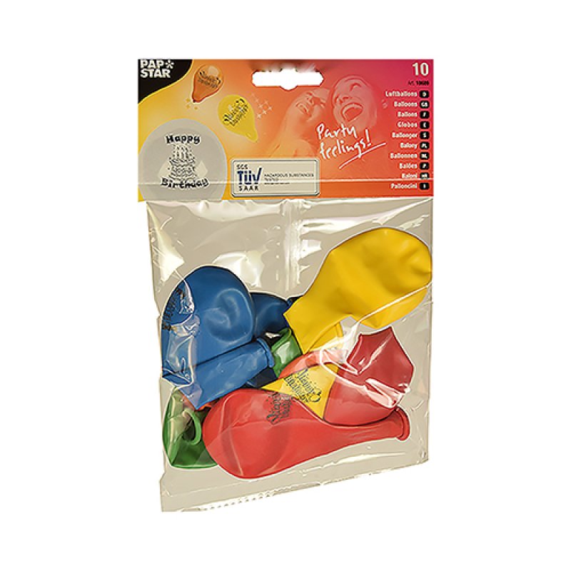 PAPSTAR Luftballons "Happy Birthday", farbig sortiert