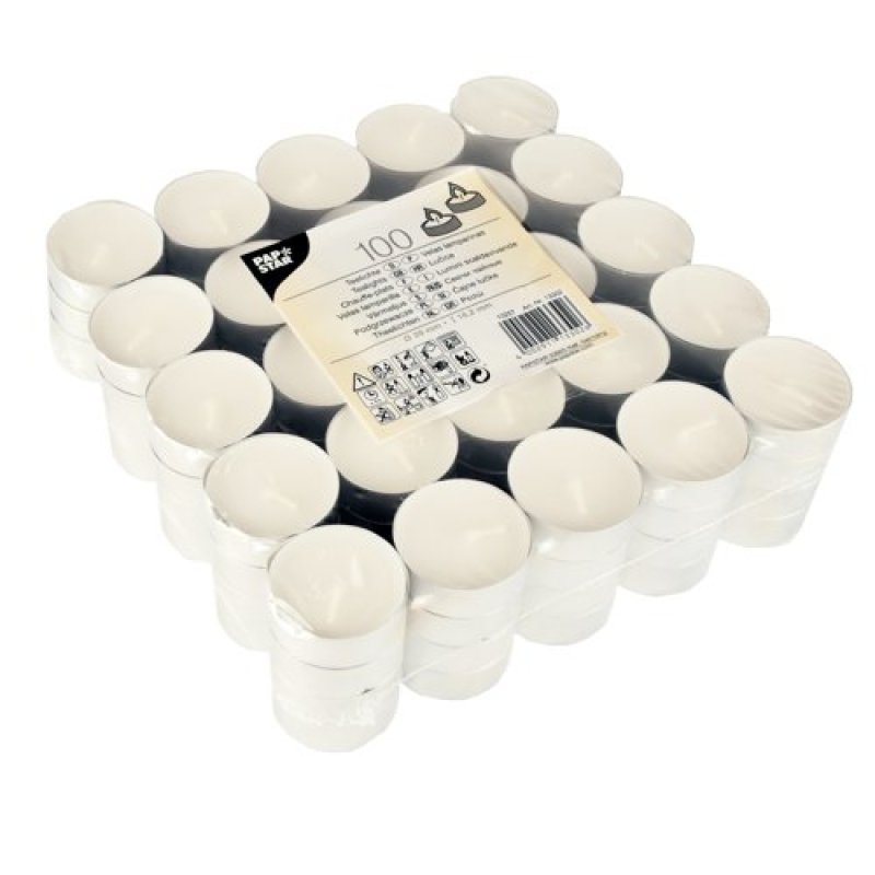 Papstar 13302 bougie en cire Rond Blanc 100 pièce(s)
