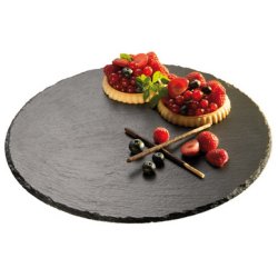 APS Plat à tarte en ardoise naturelle, rond, anthracite