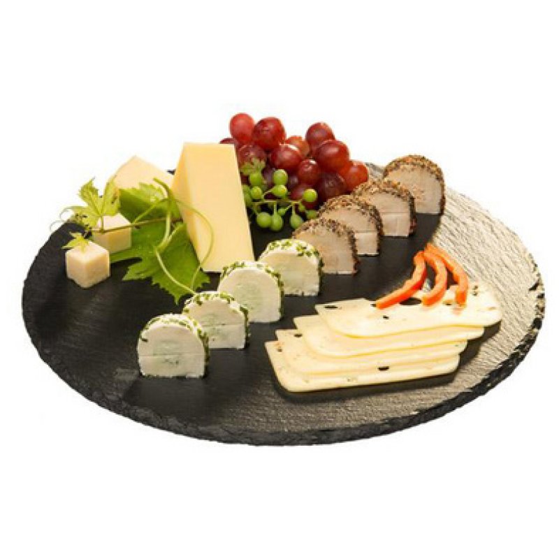 APS Plat à tarte en ardoise naturelle, rond, anthracite