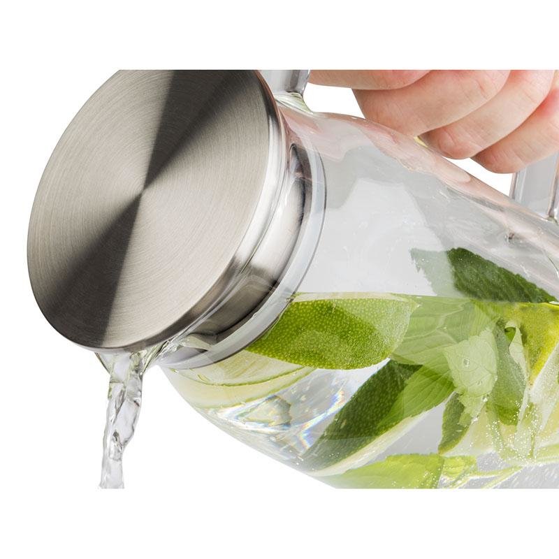 APS Carafe en verre avec couvercle, 1,5 litres, verre/inox