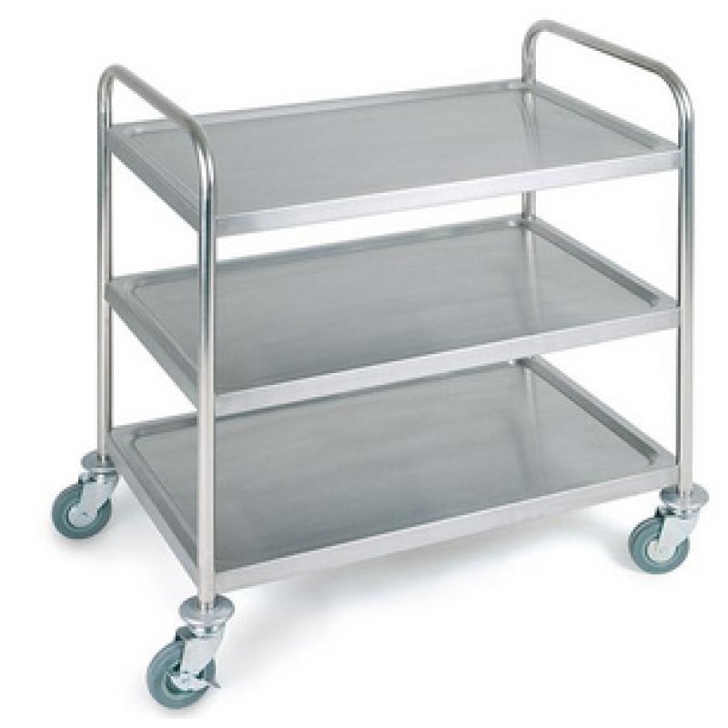 APS Chariot de service et de transport, 3 plateaux, inox
