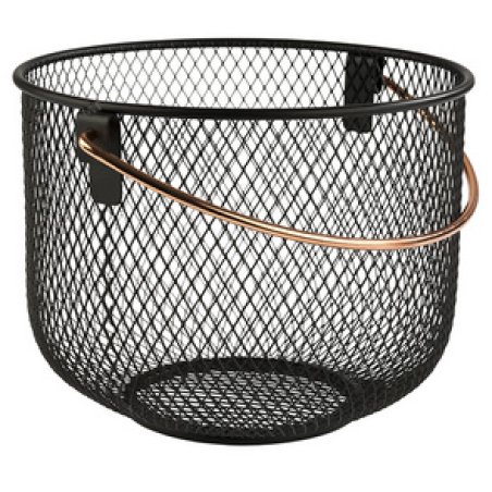 APS Panier à pain & à fruits, rond, avec anse, métal noir