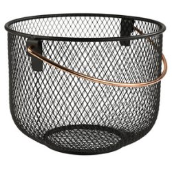 APS Panier à pain & à fruits, rond, avec anse, métal noir