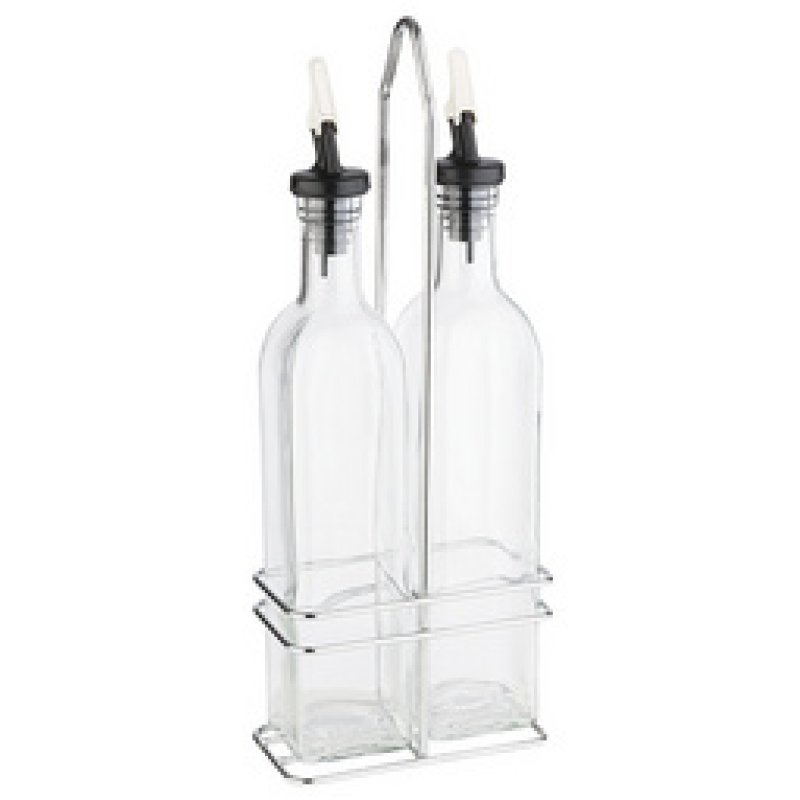 APS Ménagère de table huile & vinaigre, verre/inox, 0,5 L