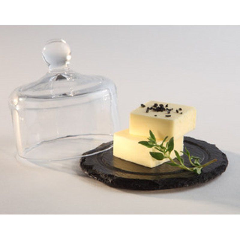 APS Plat en ardoise naturelle avec cloche en verre