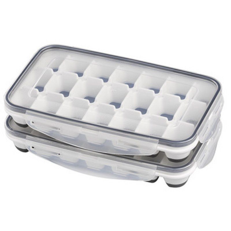 APS Bac à glaçons avec couvercle, transparent / gris