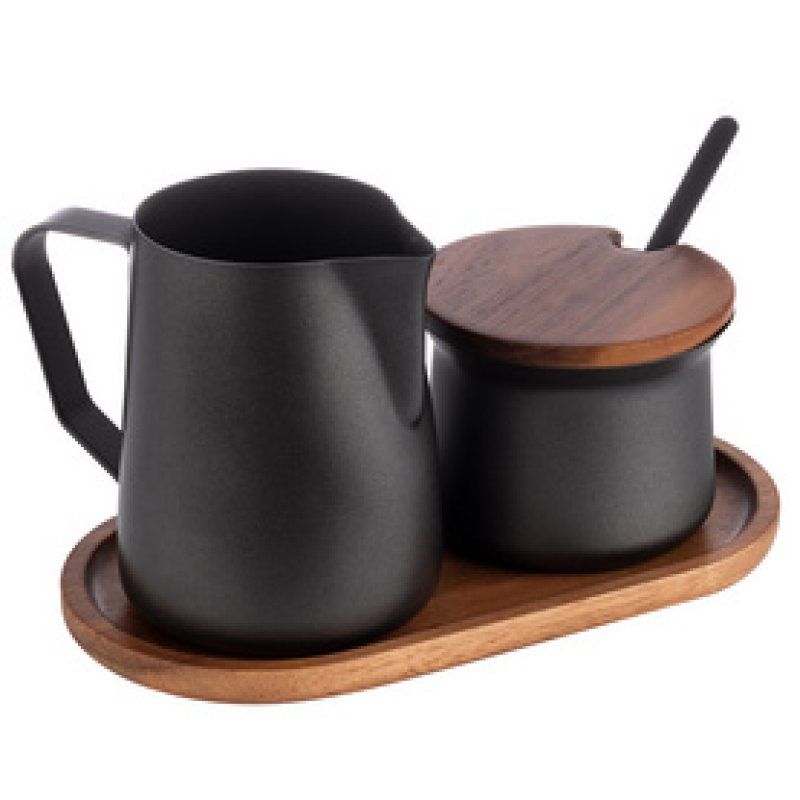 APS Kit lait/sucre, bois d'acacia/acier inoxydable, 5 pièces