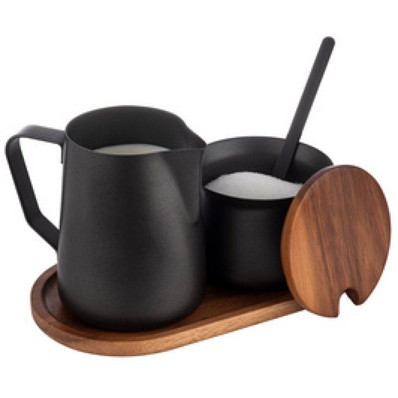 APS Kit lait/sucre, bois d'acacia/acier inoxydable, 5 pièces