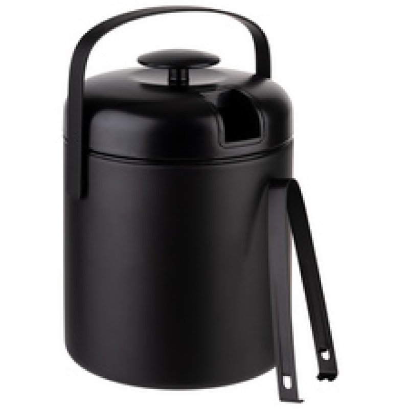 APS Seau à glaçons, en acier inoxydable, 1,3 litre, noir