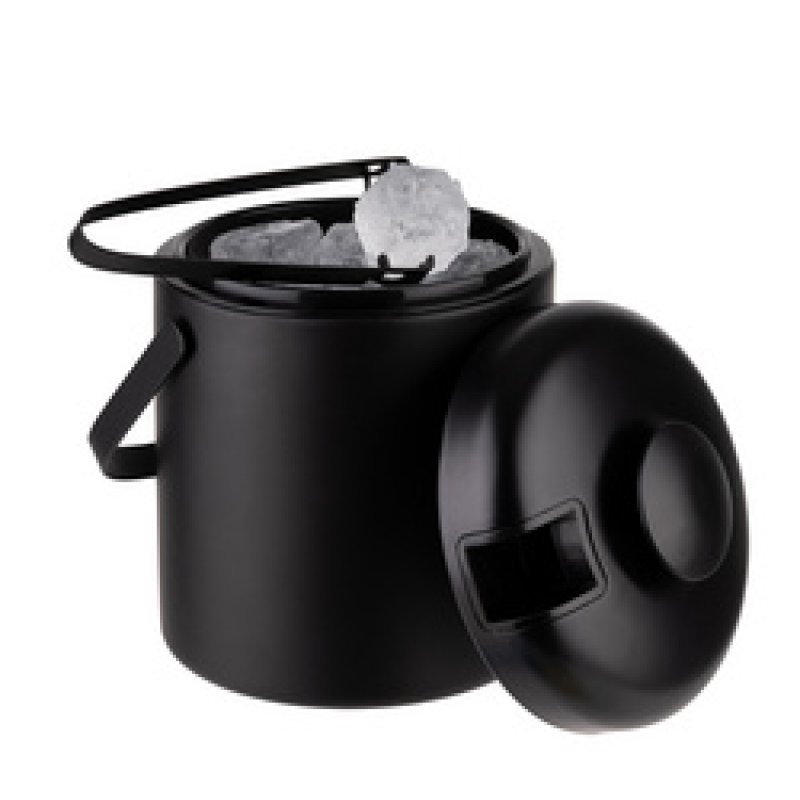 APS Seau à glaçons, en acier inoxydable, 1,3 litre, noir