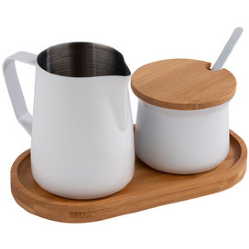 APS Kit lait/sucre, bois d'acacia/acier inoxydable, 5 pièces