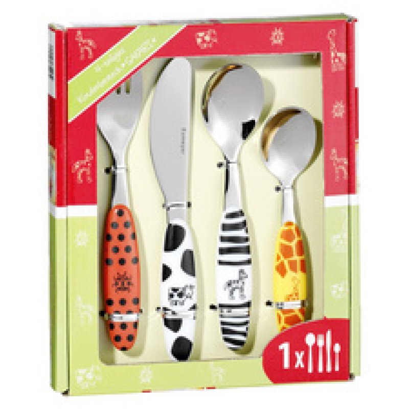 Esmeyer Couverts pour enfants SAFARI, 4 pièces, inox 18/0