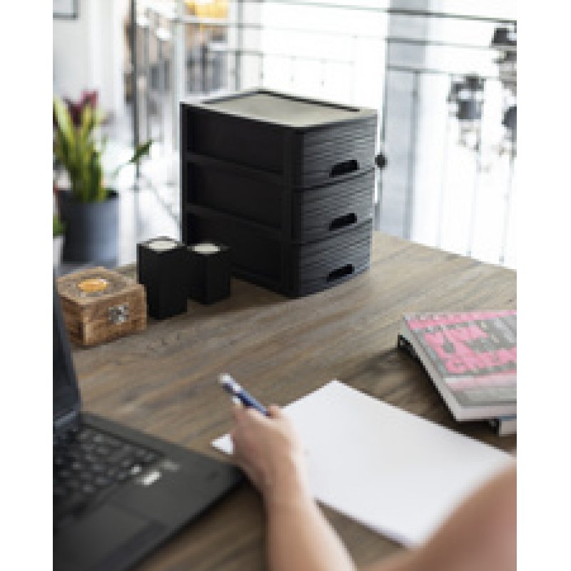 EDA Module de classement STONE, A4, 3 tiroirs, PP, blanc