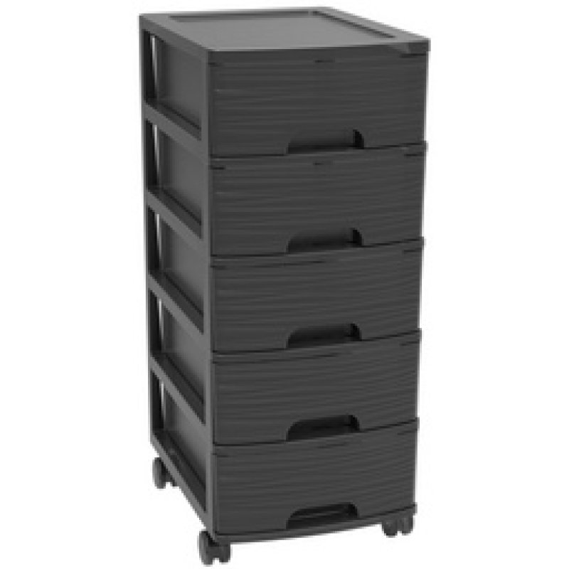 EDA Module de classement STONE, A4, 5 tiroirs, PP, noir