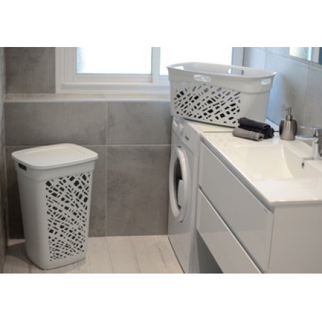 EDA Panier à linge ALMERIA, avec couvercle, 60 L, blanc