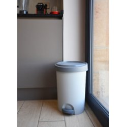 EDA Poubelle à pédale Stepy, 15 litres, PP, blanc