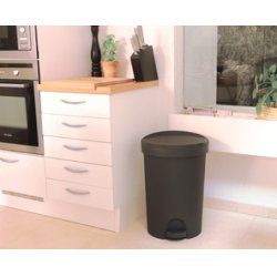 EDA Poubelle à pédale Stepy, 45 litres, PP, gris/anthracite