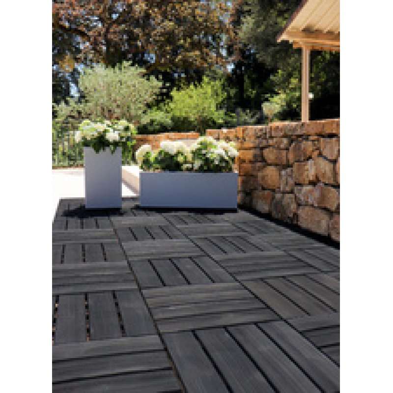 EDA Dalle de sol imitation bois, (L)384 mm, plastique, noir