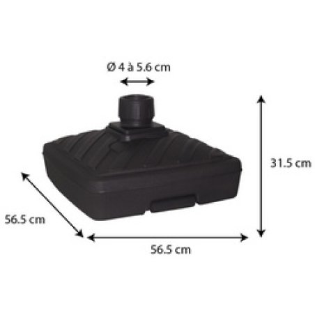 EDA Pied de parasol, plastique, carré, (L)565 mm, blanc