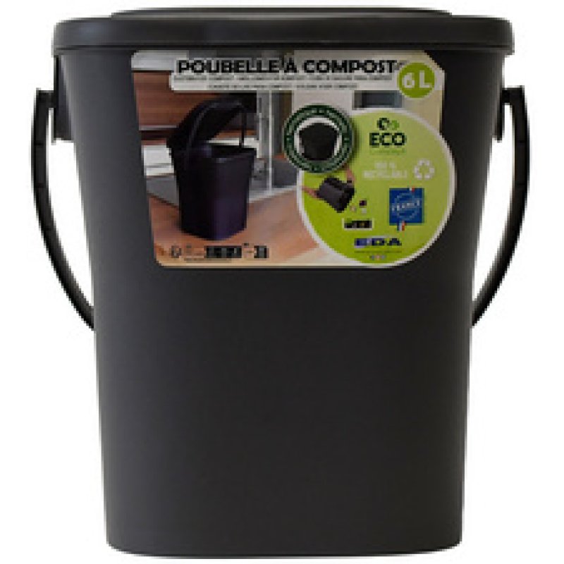 EDA Poubelle à compost, 6 litres, anthracite