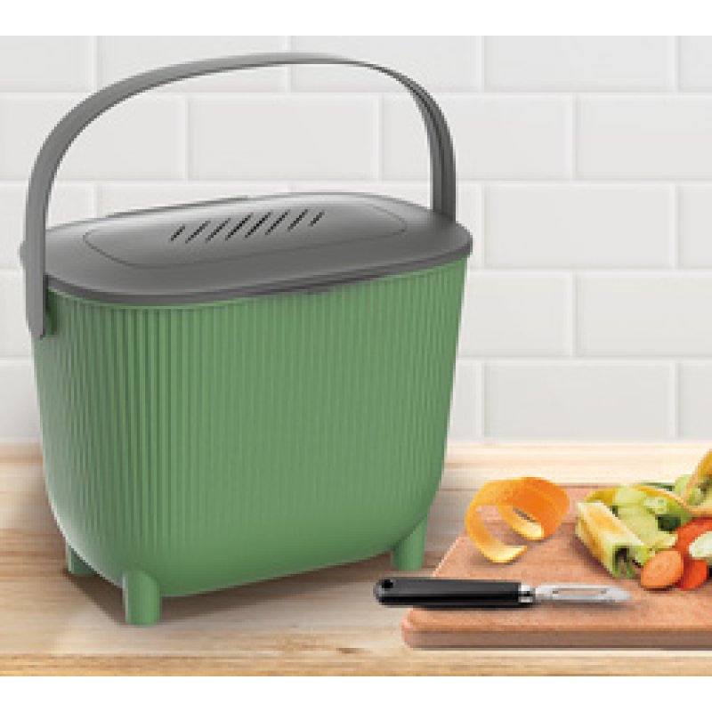 EDA Poubelle à compost avec filtre, noir/anthracite