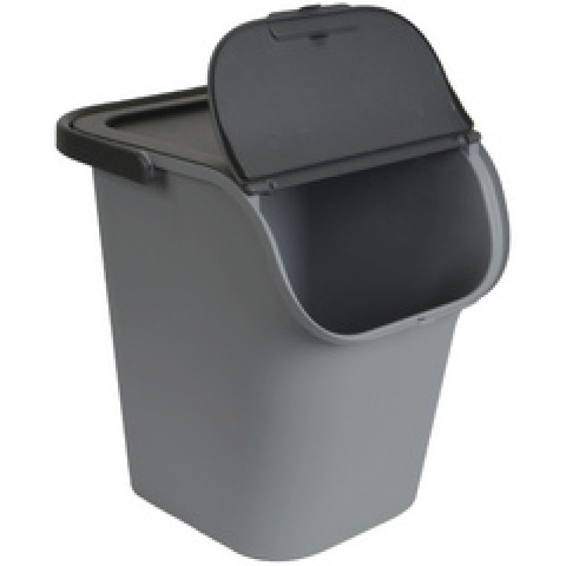 EDA Poubelle de tri TriHome, 40 litres, ciment/anthracite