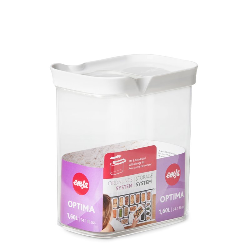 EMSA Optima Rectangulaire contenant 1,6 L Transparent, Blanc 1 pièce(s)