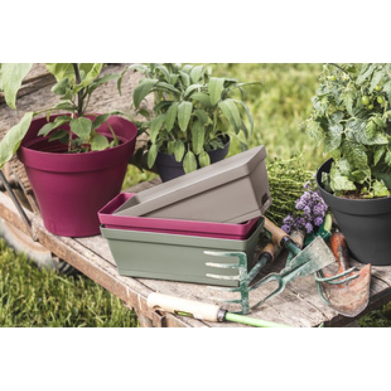 Poétic Set jardinière et soucoupe ROMEO, set de 2, kaki