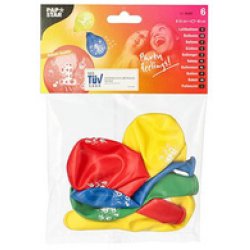 PAPSTAR Zahlenluftballons "6", rund, farbig sortiert