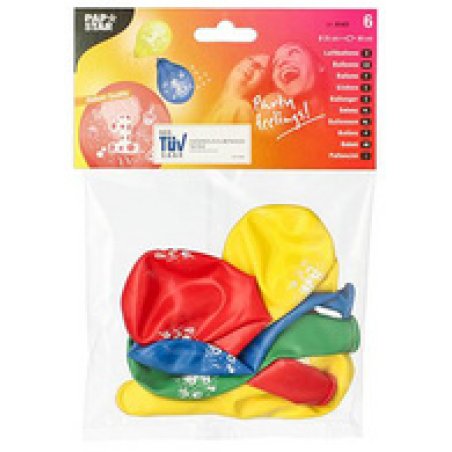 PAPSTAR Zahlenluftballons "6", rund, farbig sortiert