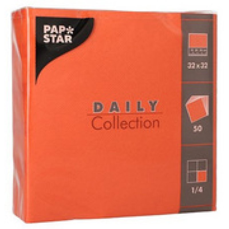 PAPSTAR Serviettes, 320 x 320 mm, 3 couches, orange