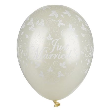 Papstar Balloons Ø 29 cm ivory "Just married" metallic Ballon-jouet