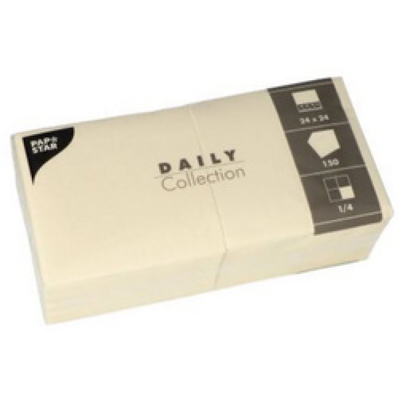 PAPSTAR Serviette cocktail, 240 x 240 mm, 3 couches, crème