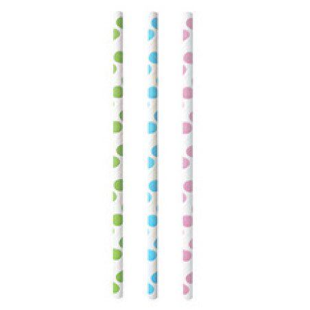 PAPSTAR Paille en papier "Dots", 200 mm, assorti