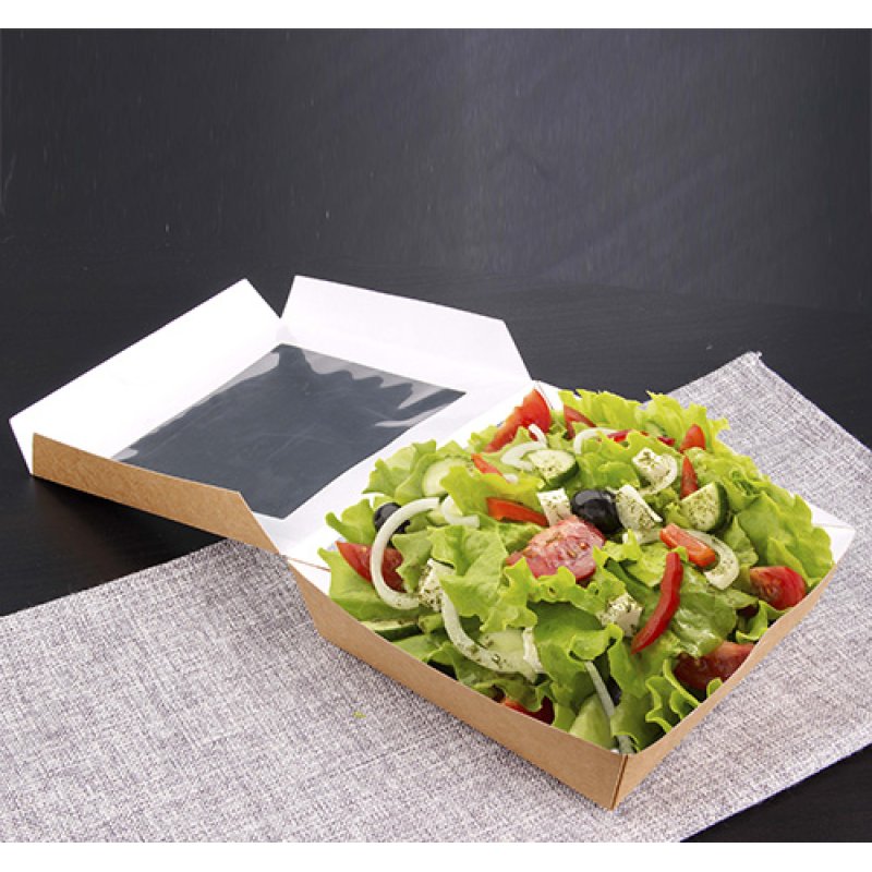 Papstar 86575 boite de stockage de nourriture jetable Carton, Polylactide (PLA) Marron