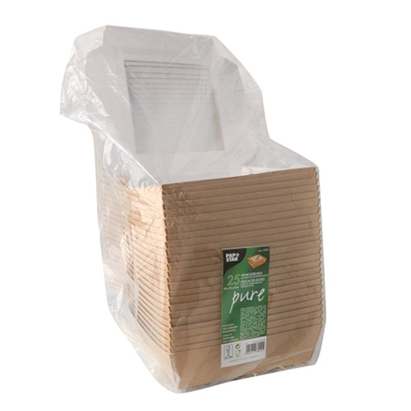Papstar 86575 disposable food storage container Cardboard, Polylactide (PLA) Brown
