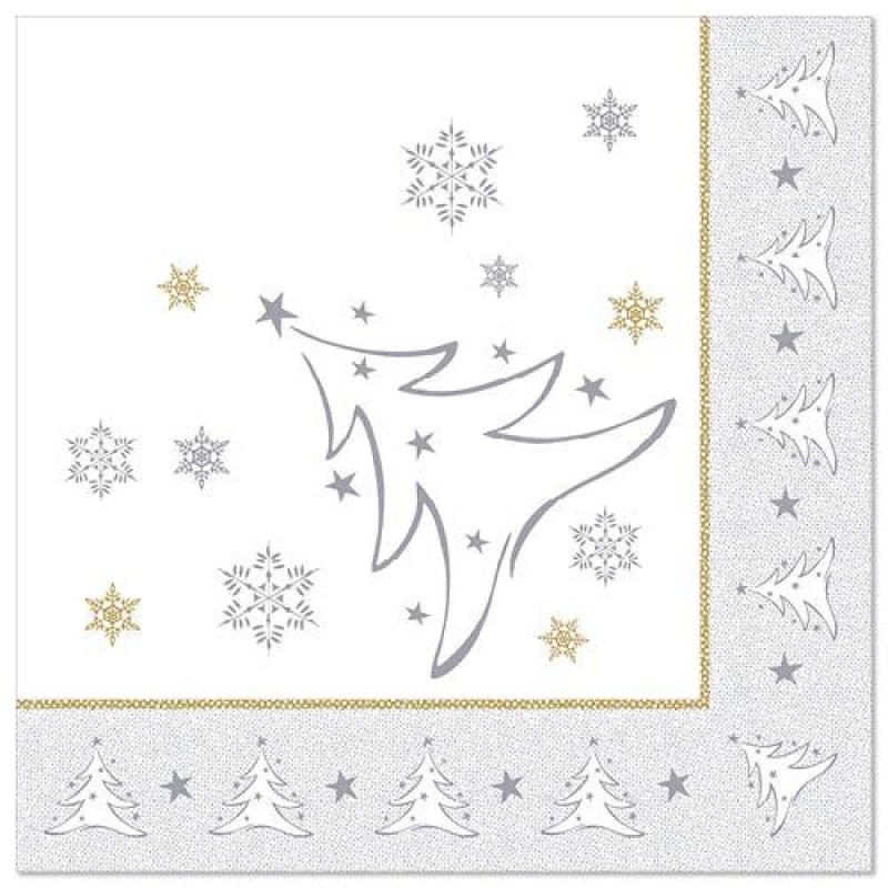 PAPSTAR Serviette à motif de Noël "X-Mas Elegance", argent