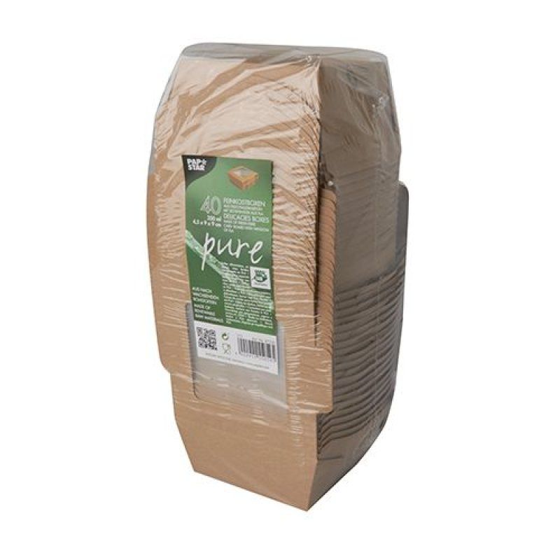 Papstar 87250 boite de stockage de nourriture jetable Carton, Polylactide (PLA) Marron